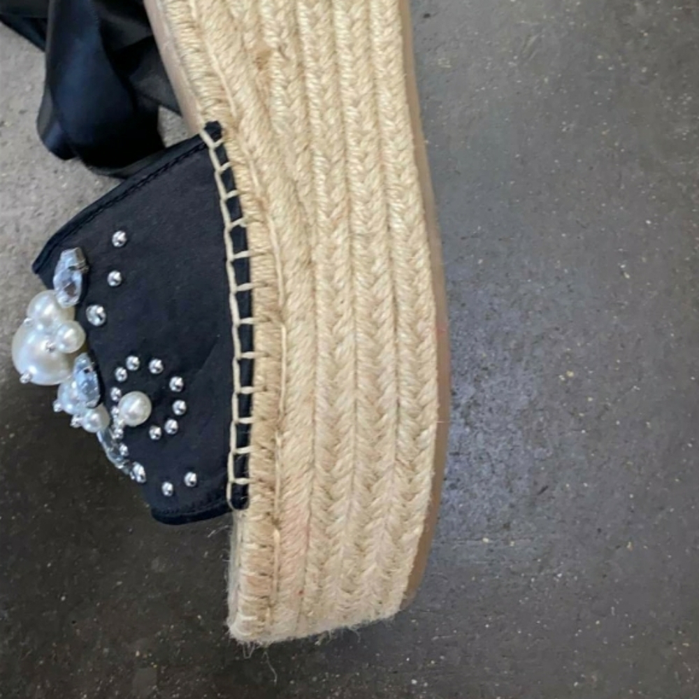 Guess Satin Razzle Embellished Lace Up Espandrille - Picture 5 of 7